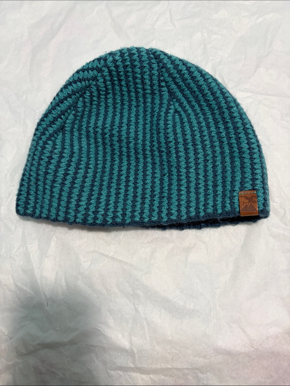 Teal Striped Knit Beanie - Unbranded